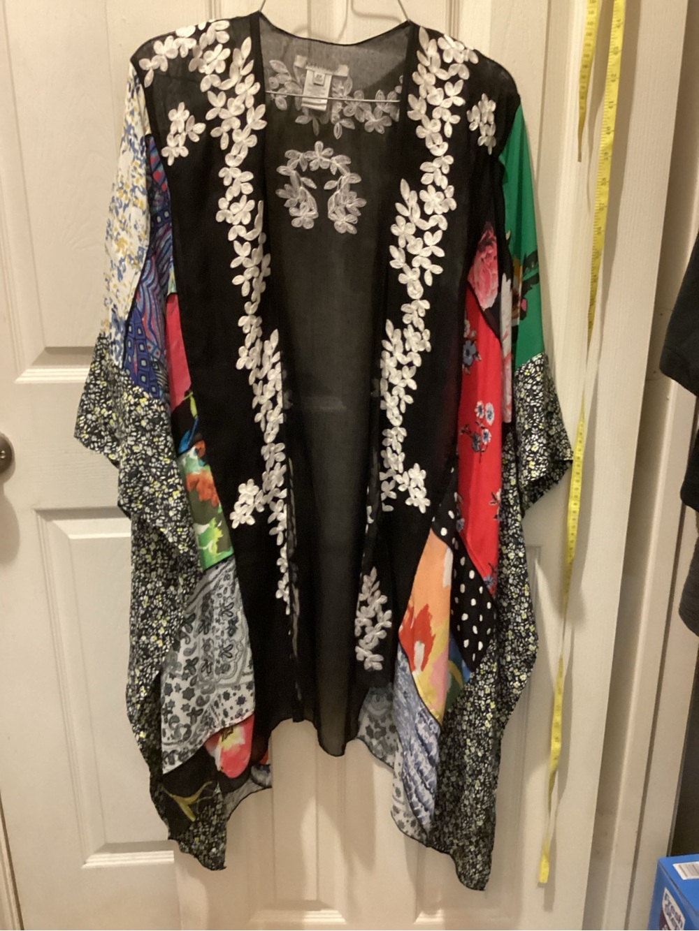 John Mark patchwork Floral Embroidered Multi-Color Kimono Jacket